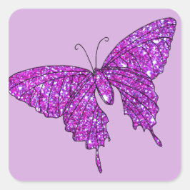 Adesivo Quadrado Lilac Brilhante Rosa Glitter Borboleta Brilhante C