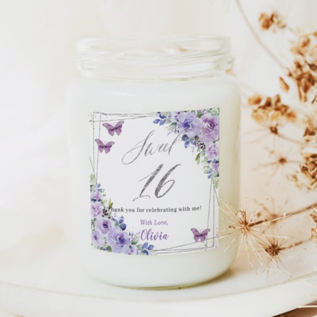 Adesivo Quadrado Lilac Floral Roxo Prata Doce Dezesseis (Criador carregado)