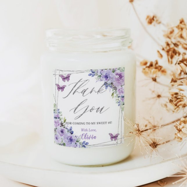 Adesivo Quadrado Lilac Floral Roxo Prata Doce Dezesseis (Criador carregado)