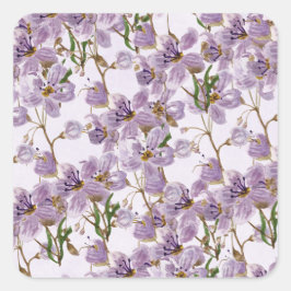 Adesivo Quadrado Lilac Garden Floral Decor Sticker