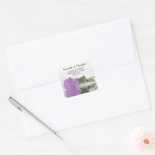 Adesivo Quadrado Lilac Rosa Return Address Envelope Seal