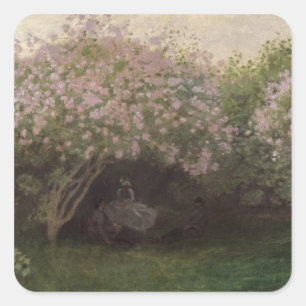 Adesivo Quadrado Lilacs de Claude Monet , tempo cinzento, 1872