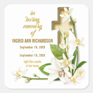 Adesivo Quadrado Lily Cross Funeral Memorial