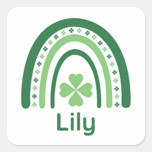 Adesivo Quadrado Lily Name Clover Boho Rainbow