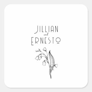 Adesivo Quadrado Lily of Valley Collection   Personalização Branca