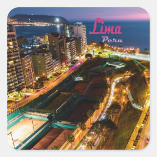 Adesivo Quadrado Lima Peru Capital Pacific Coast Lights