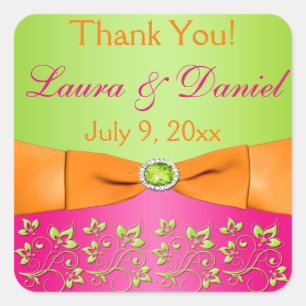 Adesivo Quadrado Limão Cor-de-rosa Cor-de-laranja Floral Vinheta 2