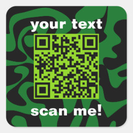 Adesivo Quadrado Limão de código QR Verde escuro e preto Brilho mod