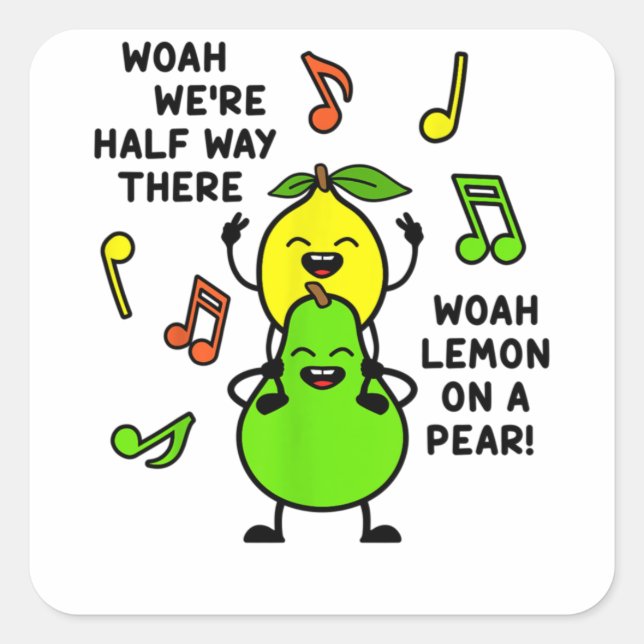 Adesivo Quadrado Limão Em Um Memória Lírica De Foodie Engraçado De  (Frente)