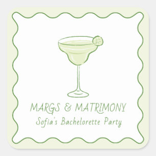 Adesivo Quadrado limão "Margs & Matrimony" Bachelorette Mini Tequil