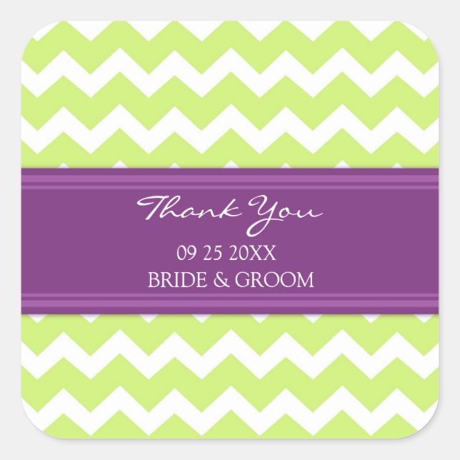 Adesivo Quadrado Limão Plum Chevron Obrigado Sentença (Frente)