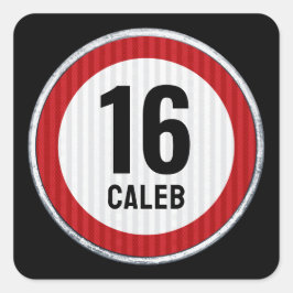 Adesivo Quadrado Limite de Velocidade de 16 Anos 