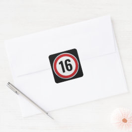Adesivo Quadrado Limite de Velocidade de Aniversário de 16 Anos