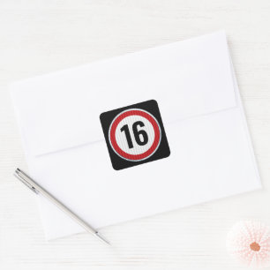 Adesivo Quadrado Limite de Velocidade de Aniversário de 16 Anos
