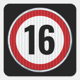 Adesivo Quadrado Limite de Velocidade dos 16 Anos 