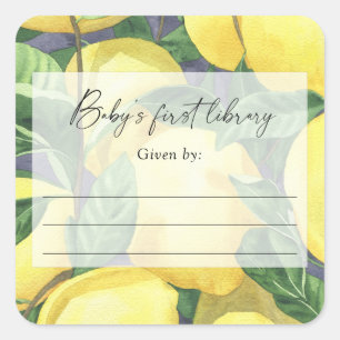 Adesivo Quadrado Limões - Chá de fraldas, livros para bebê