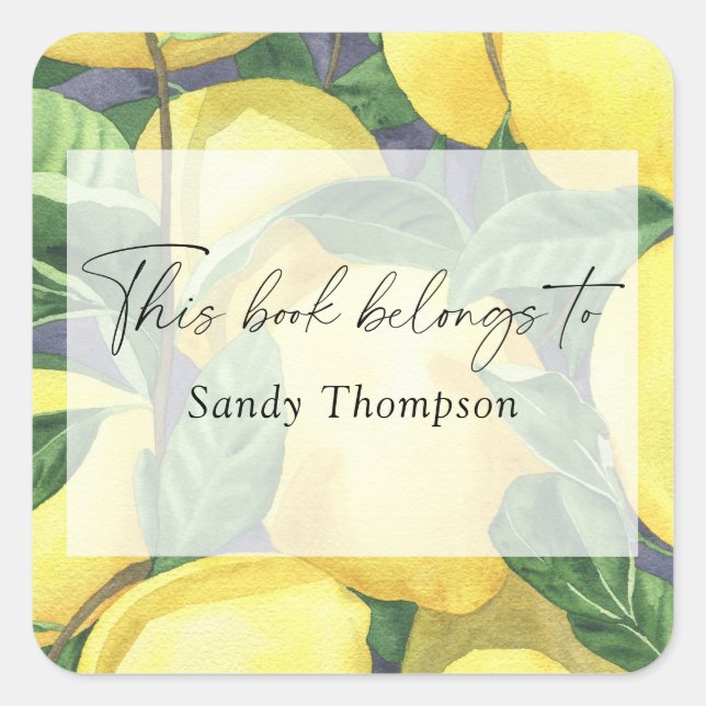 Adesivo Quadrado Limões - Este livro pertence a (Frente)