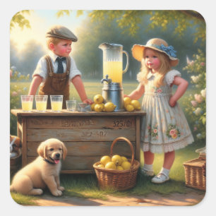 Adesivo Quadrado Limonada Velha-Moída Aparada De Limonada Velho-Mos