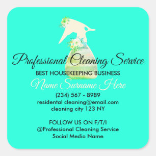 Adesivo Quadrado Limpeza da Flor da Pulverização de Maid Neon Verde