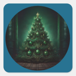 Adesivo Quadrado Linda árvore de Natal do estilo barroco