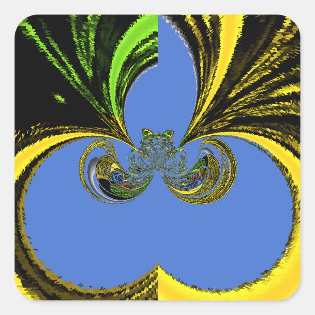 Adesivo Quadrado Linda e adorável Arte Amarela e Azul na África do  (Frente)