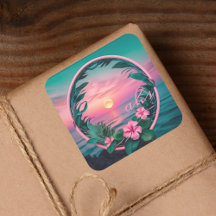 Linda Flor Tropical Rosa-Teal Solar