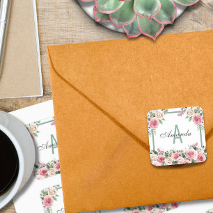 Adesivo Quadrado Linda Floral Personalizada