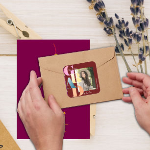 Adesivo Quadrado Linda Foto de Letra Vermelha Foto 2024