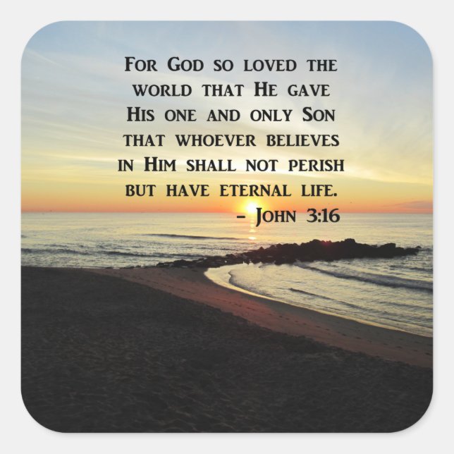 ADESIVO QUADRADO LINDA FOTO DO SOL DE SCRIPTURE JOHN 3:16 (Frente)