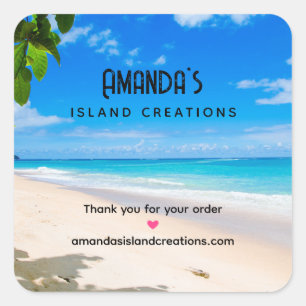 Adesivo Quadrado Linda Foto Sunny Tropical Beach