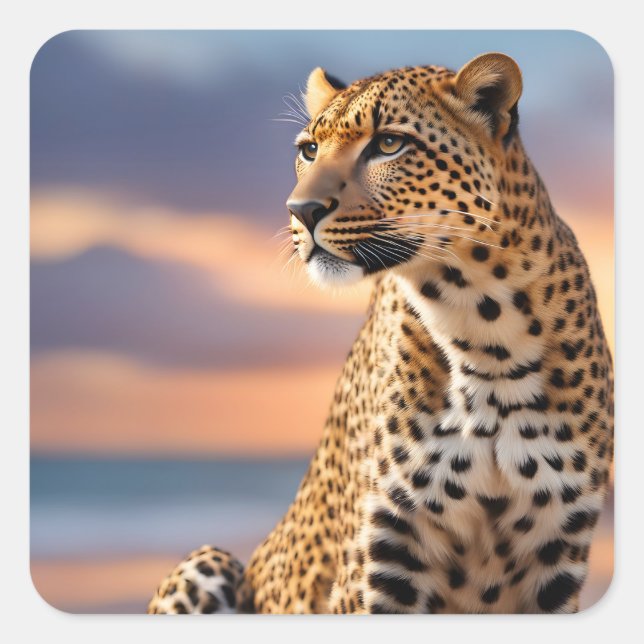 Adesivo Quadrado Linda Leopardo (Frente)