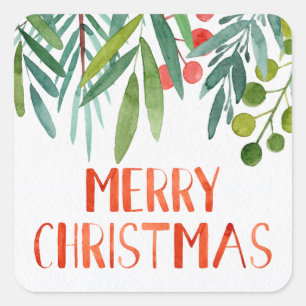 Adesivo Quadrado Linda Mão - Letra Watercolor Berry & Branch