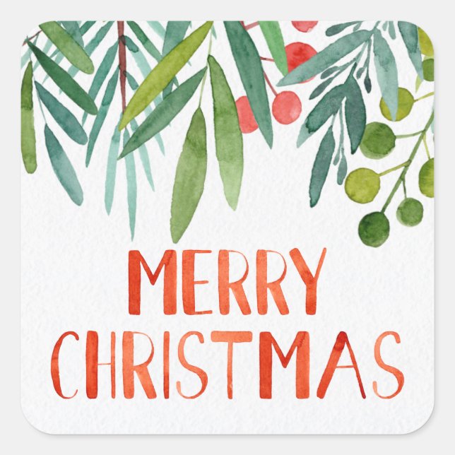 Adesivo Quadrado Linda Mão - Letra Watercolor Berry & Branch (Frente)