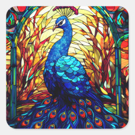 Adesivo Quadrado Linda Peacock Vidro Escondido Arte Selvagem