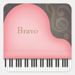 Adesivo Quadrado Linda Pink Grand Piano Music Lover Personalizada