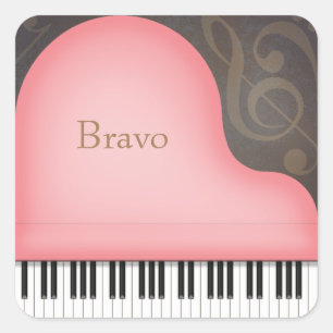 Adesivo Quadrado Linda Pink Grand Piano Music Lover Personalizada