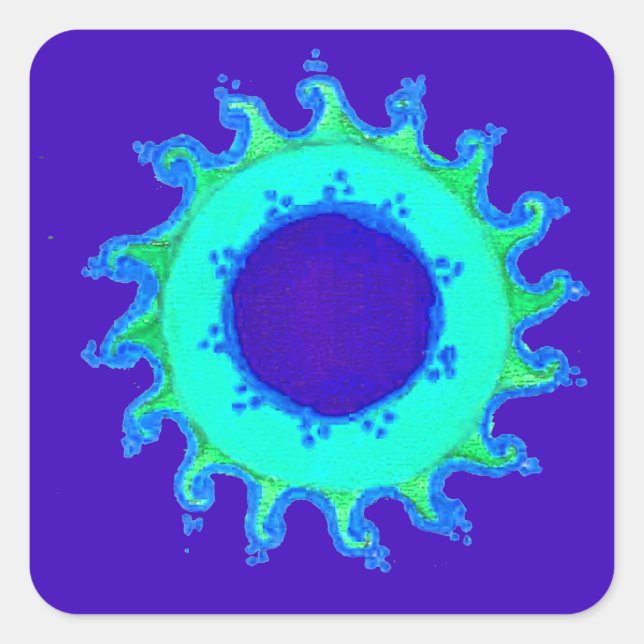 Adesivo Quadrado Linda pintura de óleo de arte azul iridescente (Frente)