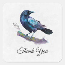 Linda Raven em uma ramificação de árvores Obrigado