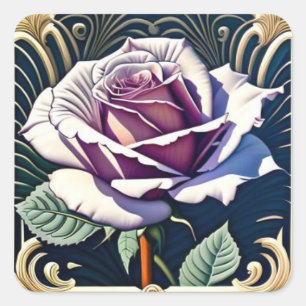 Adesivo Quadrado Linda Rosa Rosa Romântica #1