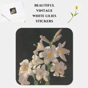 Adesivo Quadrado Linda Vintage White Páscoa Lily Sticker