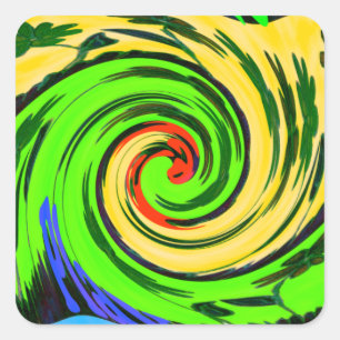 Adesivo Quadrado Lindas e maravilhosas cores flóricas de onda de ve