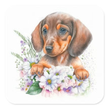 Lindo Cachorro Pinscher de Aquarela Floral