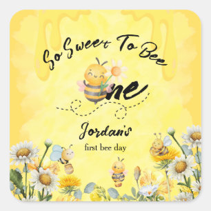 Adesivo Quadrado Lindo Doce Para Ser Um Dia das Flores 1º aniversár