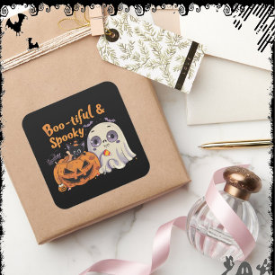 Adesivo Quadrado Lindo e Assustador ExDesigner Halloween