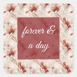Adesivo Quadrado Lindo Floral Branco Vermelho