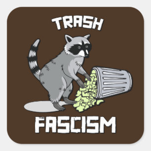 Adesivo Quadrado Lindo Guaxinim Retro - Fascismo do Lixo