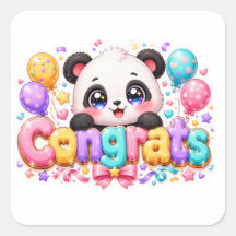 Lindo Kawaii Parabéns Panda Nome Pastel Rosa Gradu