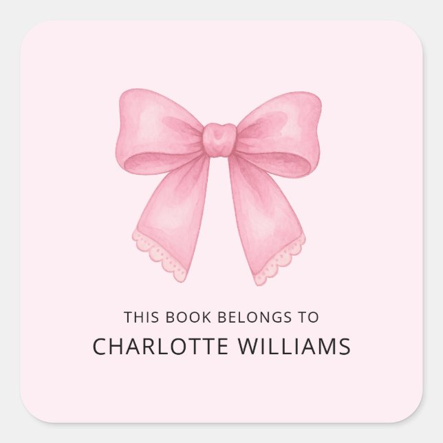 Adesivo Quadrado Lindo Laço Coquete Elegante Volta às Aulas Criança (Frente)