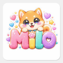 Lindo Milo Cachorro Kawaii Nome Pastel Rosa Brilha