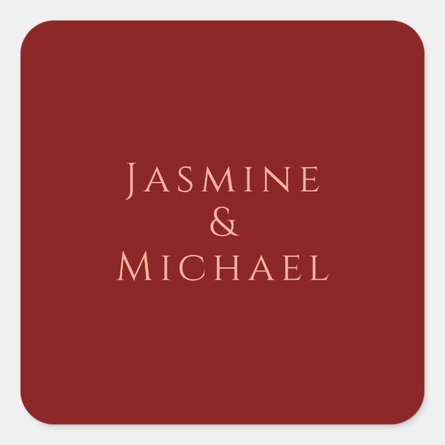 Adesivo Quadrado Lindo Minimalista Nome Próprio Vermelho Intenso &  (Frente)